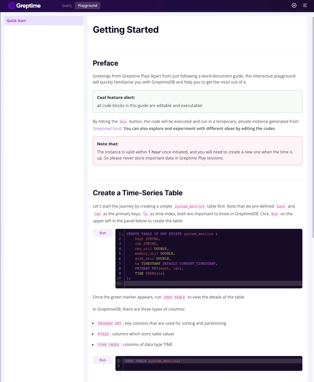 （图 1：GreptimePlay）