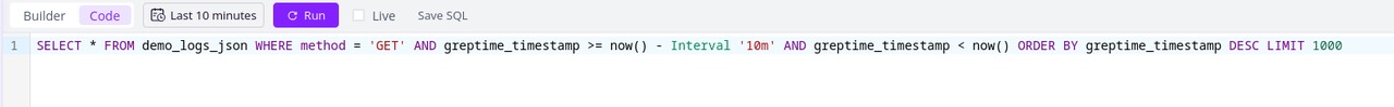 (图 4:切换代码模式通过 SQL 语句完成更高级的查询)