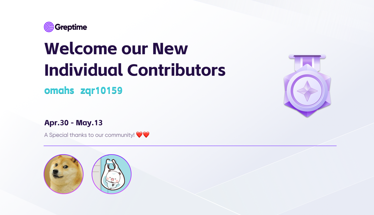 (图 1:GreptimeDB 双周内新增贡献者)