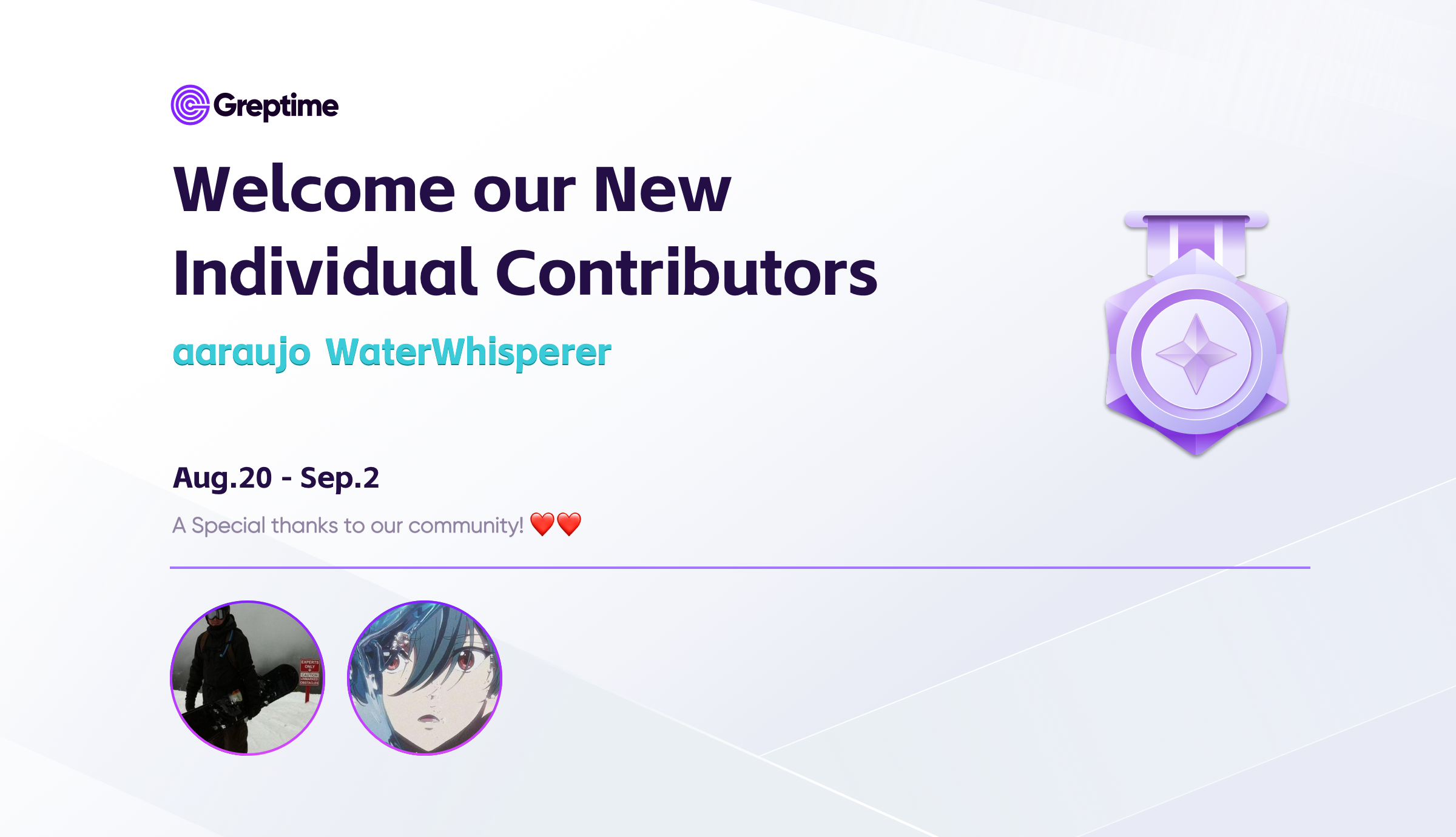 (图 1:GreptimeDB 双周内新增贡献者)